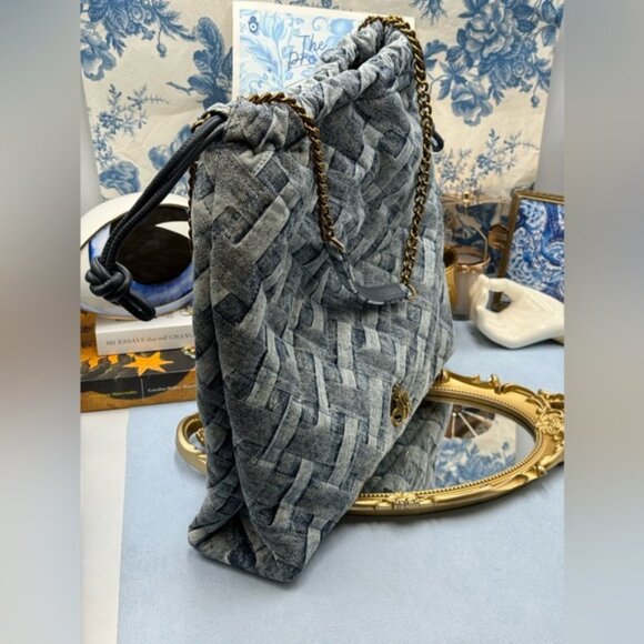 🆕 KURT GEIGER LONDON 🧿 NWOT Kensington Denim Drawstring Shoulder Bag - Picture 6 of 16